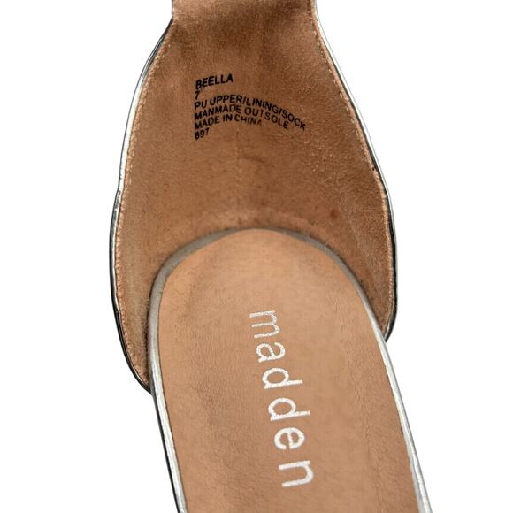 Silver Metallic Ankle Strap Block Heel Sandal Party Wedding Dress Shoes Size 7 - Picture 7 of 13